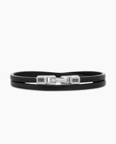 Streamline® Double Wrap Bracelet in Black Leather with Sterling Silver, 5.2mm