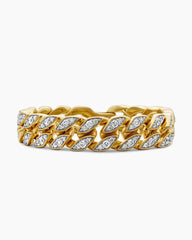 Curb Chain Bracelet in 18K Yellow Gold with Diamonds, 14.5mm