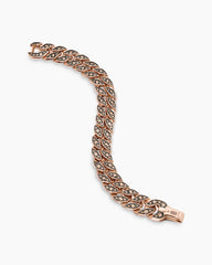 Curb Chain Bracelet in 18K Rose Gold with Cognac Diamonds, 14.5mm