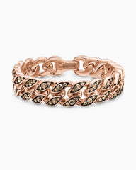 Curb Chain Bracelet in 18K Rose Gold with Cognac Diamonds, 14.5mm
