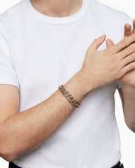 Curb Chain Bracelet in 18K Rose Gold with Cognac Diamonds, 14.5mm