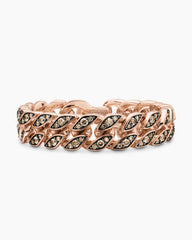 Curb Chain Bracelet in 18K Rose Gold with Cognac Diamonds, 14.5mm