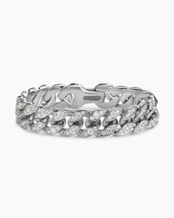 Curb Chain Bracelet in Platinum with Diamonds, 14.5mm