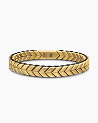 Chevron Woven Bracelet in 18K Yellow Gold and Black Nylon, 9mm
