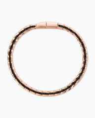 Chevron Woven Bracelet in 18K Rose Gold and Black Nylon, 9mm