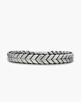 Chevron Woven Bracelet in Sterling Silver with Black Nylon, 9mm
