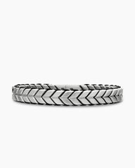 Chevron Woven Bracelet in Sterling Silver with Black Nylon, 9mm