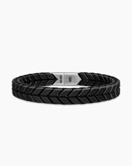 Chevron Woven Bracelet in Black Titanium and Black Nylon, 9mm