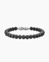 Spiritual Beads Bracelet in Sterling Silver with Pavé Black Diamonds, 6mm