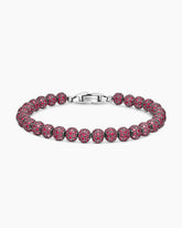 Spiritual Beads Bracelet in Sterling Silver with Pavé Rubies, 6mm