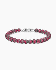 Spiritual Beads Bracelet in Sterling Silver with Pavé Rubies, 6mm