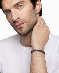 Spiritual Beads Bracelet in Sterling Silver with Pavé Sapphires, 6mm