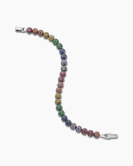 Spiritual Beads Bracelet in Sterling Silver with Rainbow Pavé, 6mm