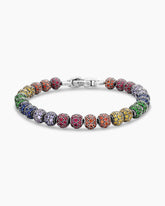 Spiritual Beads Bracelet in Sterling Silver with Rainbow Pavé, 6mm