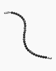 Spiritual Beads Bracelet in Sterling Silver with Black Onyx and Pavé Black Diamonds, 6mm