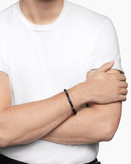 Spiritual Beads Bracelet in Sterling Silver with Black Onyx and Pavé Black Diamonds, 6mm