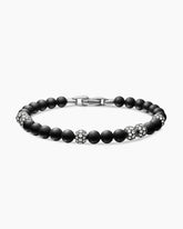 Spiritual Beads Bracelet in Sterling Silver with Black Onyx and Pavé Diamonds, 6mm