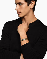 Chevron Woven Bracelet in 18K Yellow Gold with Black Titanium and Black Nylon, 9mm