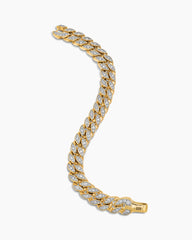 Curb Chain Bracelet in 18K Yellow Gold with Diamonds, 11.5mm