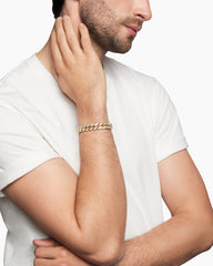 Curb Chain Bracelet in 18K Yellow Gold with Diamonds, 11.5mm