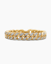 Curb Chain Bracelet in 18K Yellow Gold with Diamonds, 11.5mm