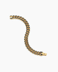 Curb Chain Bracelet in 18K Yellow Gold with Forged Carbon, 11.5mm