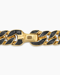 Curb Chain Bracelet in 18K Yellow Gold with Forged Carbon, 11.5mm