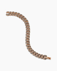 Curb Chain Bracelet in 18K Rose Gold with Cognac Diamonds, 11.5mm
