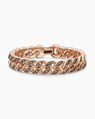 Curb Chain Bracelet in 18K Rose Gold with Cognac Diamonds, 11.5mm