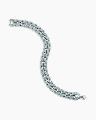 Curb Chain Bracelet in 18K White Gold with Paraiba Tourmalines, 11.5mm
