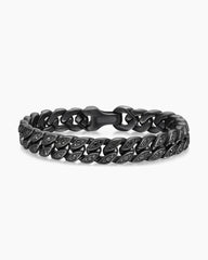 Curb Chain Bracelet in Black Titanium with Black Diamonds, 11.5mm
