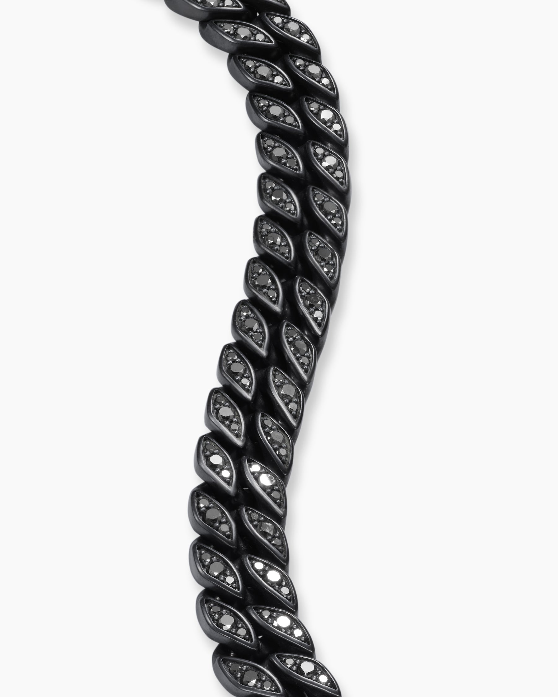 Curb Chain Bracelet in Black Titanium with Black Diamonds, 11.5mm