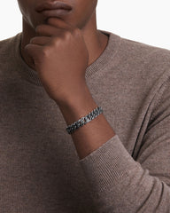 Curb Chain Bracelet in Black Titanium with Black Diamonds, 11.5mm