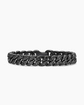Curb Chain Bracelet in Black Titanium with Black Diamonds, 11.5mm