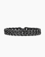 Curb Chain Bracelet in Black Titanium with Black Diamonds, 11.5mm
