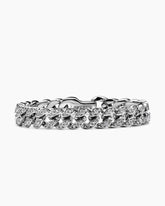 Curb Chain Bracelet in Platinum with Diamonds, 11.5mm