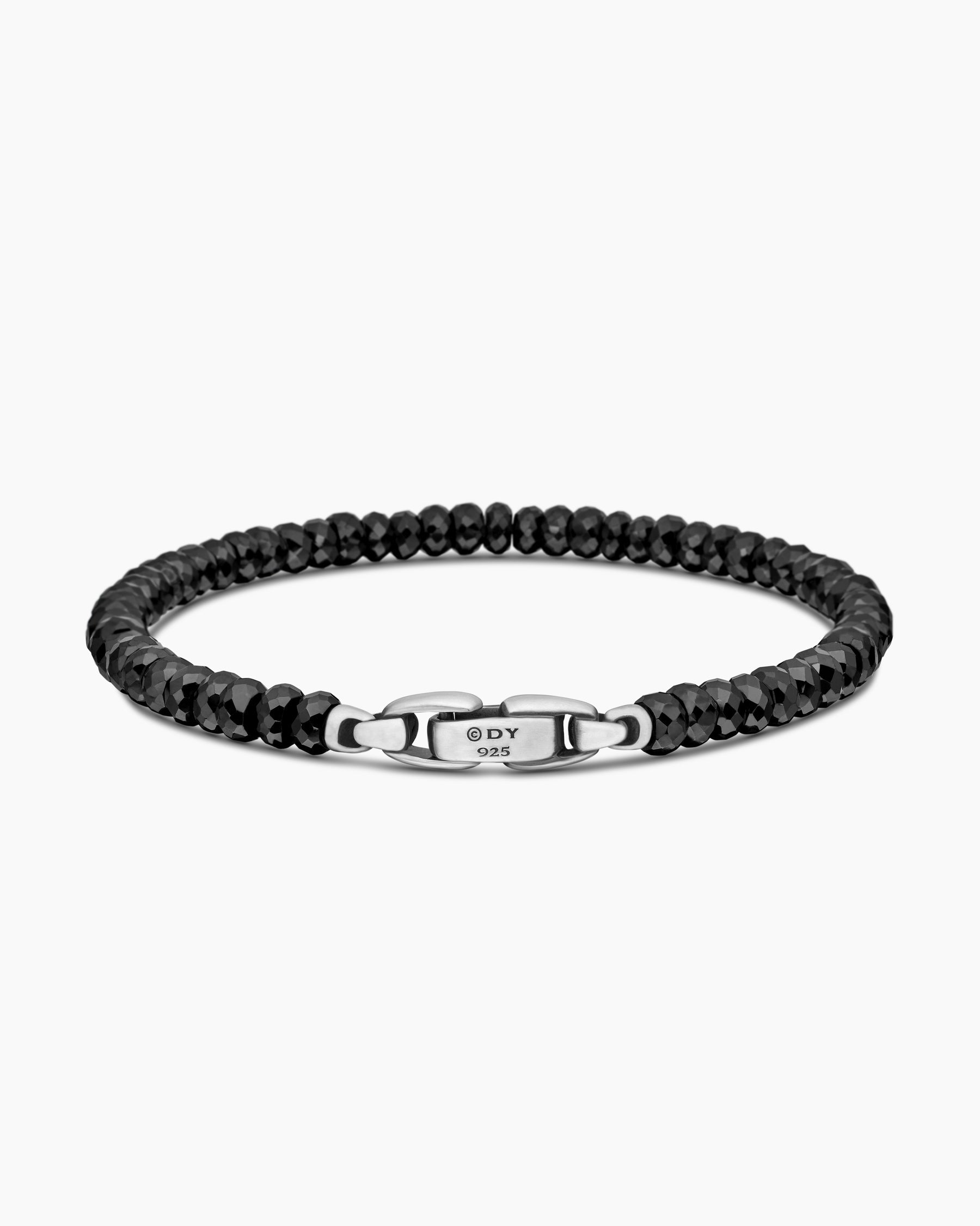 Spiritual Beads Faceted Bracelet in Sterling Silver with Black Spinel, 5mm