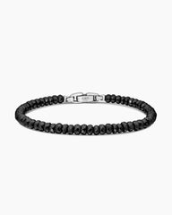 Spiritual Beads Faceted Bracelet in Sterling Silver with Black Spinel, 5mm