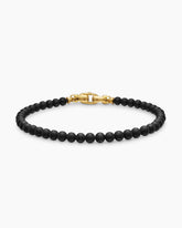 Spiritual Beads Bracelet with Black Onyx and 18K Yellow Gold, 4mm
