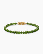Spiritual Beads Bracelet with Nephrite Jade and 18K Yellow Gold, 4mm