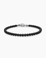 Spiritual Beads Bracelet in Black Onyx with Sterling Silver, 4mm