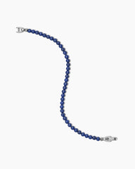 Spiritual Beads Bracelet in Lapis with Sterling Silver, 4mm