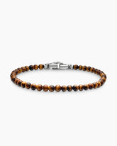 Spiritual Beads Bracelet in Tiger’s Eye with Sterling Silver, 4mm