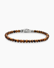 Spiritual Beads Bracelet in Tiger’s Eye with Sterling Silver, 4mm