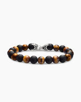 Spiritual Beads Alternating Bracelet in Sterling Silver with Tiger’s Eye and Black Onyx, 8mm