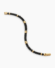 Hex Bead Bracelet with Black Onyx and 18K Yellow Gold, 6mm