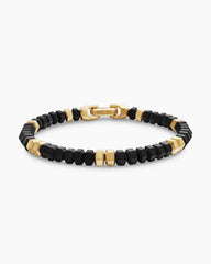 Hex Bead Bracelet with Black Onyx and 18K Yellow Gold, 6mm