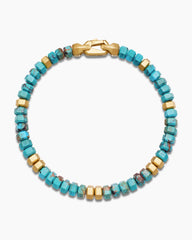Hex Bead Bracelet with Turquoise and 18K Yellow Gold, 6mm