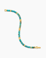 Hex Bead Bracelet with Turquoise and 18K Yellow Gold, 6mm