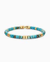 Hex Bead Bracelet with Turquoise and 18K Yellow Gold, 6mm